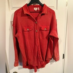 BKE women’s Red Button-Up Waffle Shirt